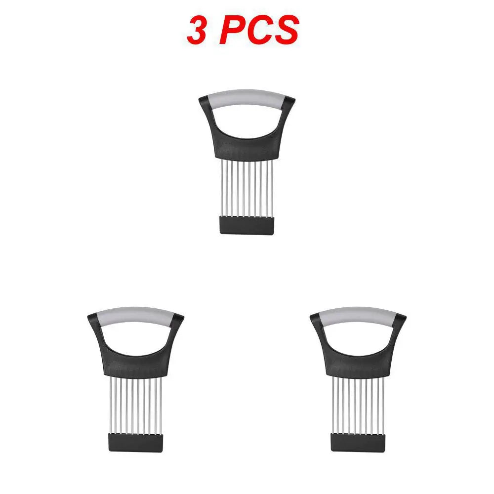 Stainless Steel Onion Cutter Holder Food Slicers Assistant Tomato Onion Slicer