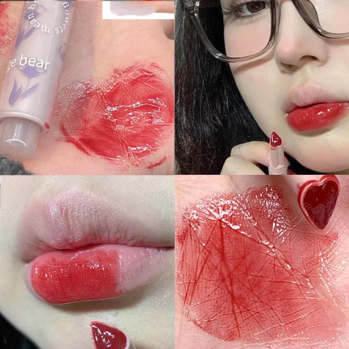 Water-light Lip Glaze Mirror Glitter Lip Tint Long Lasting Moisturising Love Heart Shape