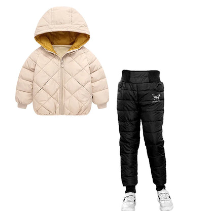 Children Winter Clothing Sets Baby Boy Keep Warm Hooded Down Jackets Pants Clothing For Girls Snowsuit Coats Ski Suit 2021 New
