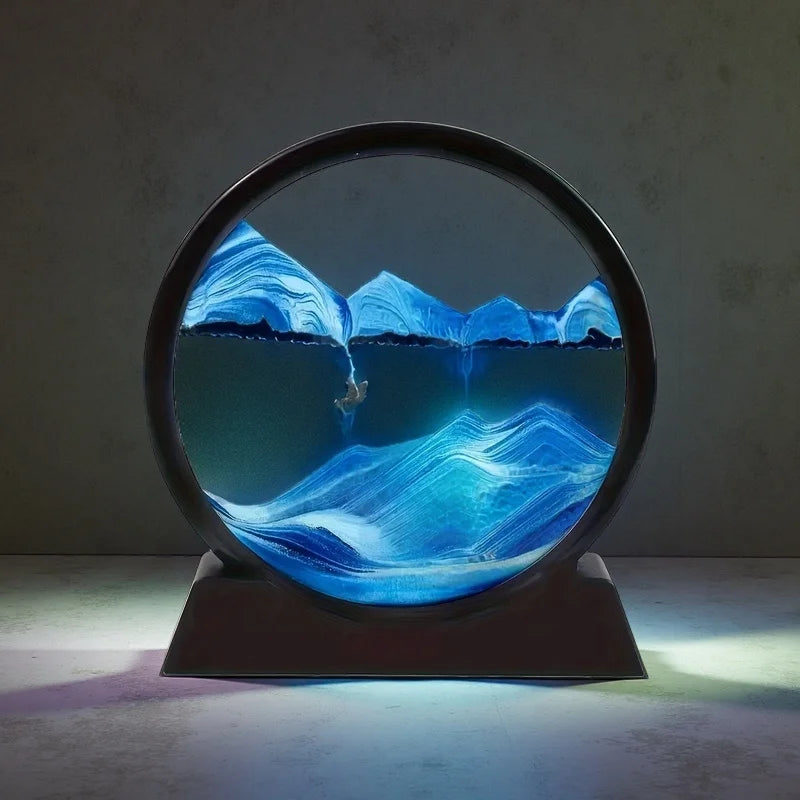 Modern Automatic Flip-Over Hourglass Deep Blue & Black Modern Tabletop Decor No Electricity Needed Perfect Desk Decor