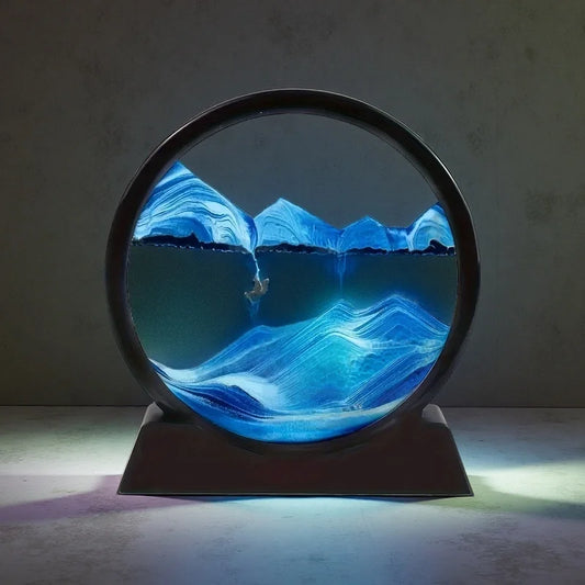 Modern Automatic Flip-Over Hourglass Deep Blue & Black Modern Tabletop Decor No Electricity Needed Perfect Desk Decor