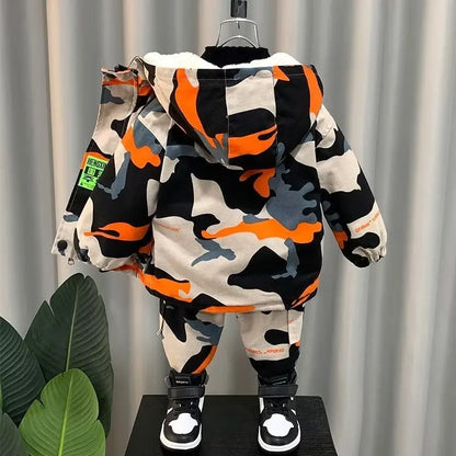 Winter Warm Coat for Boys and Girls Sets 2-Piece Set 2 4 6 8Y Children's Thickened  Cotton Coat +Pants suits New Christmas