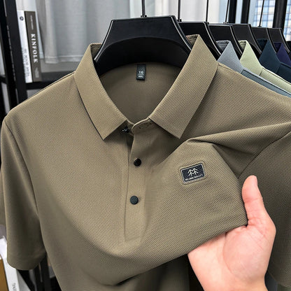 Luxury brand symbol emboss men short sleeve polo shirt fashion