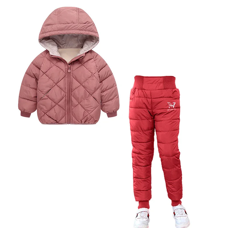 Children Winter Clothing Sets Baby Boy Keep Warm Hooded Down Jackets Pants Clothing For Girls Snowsuit Coats Ski Suit 2021 New