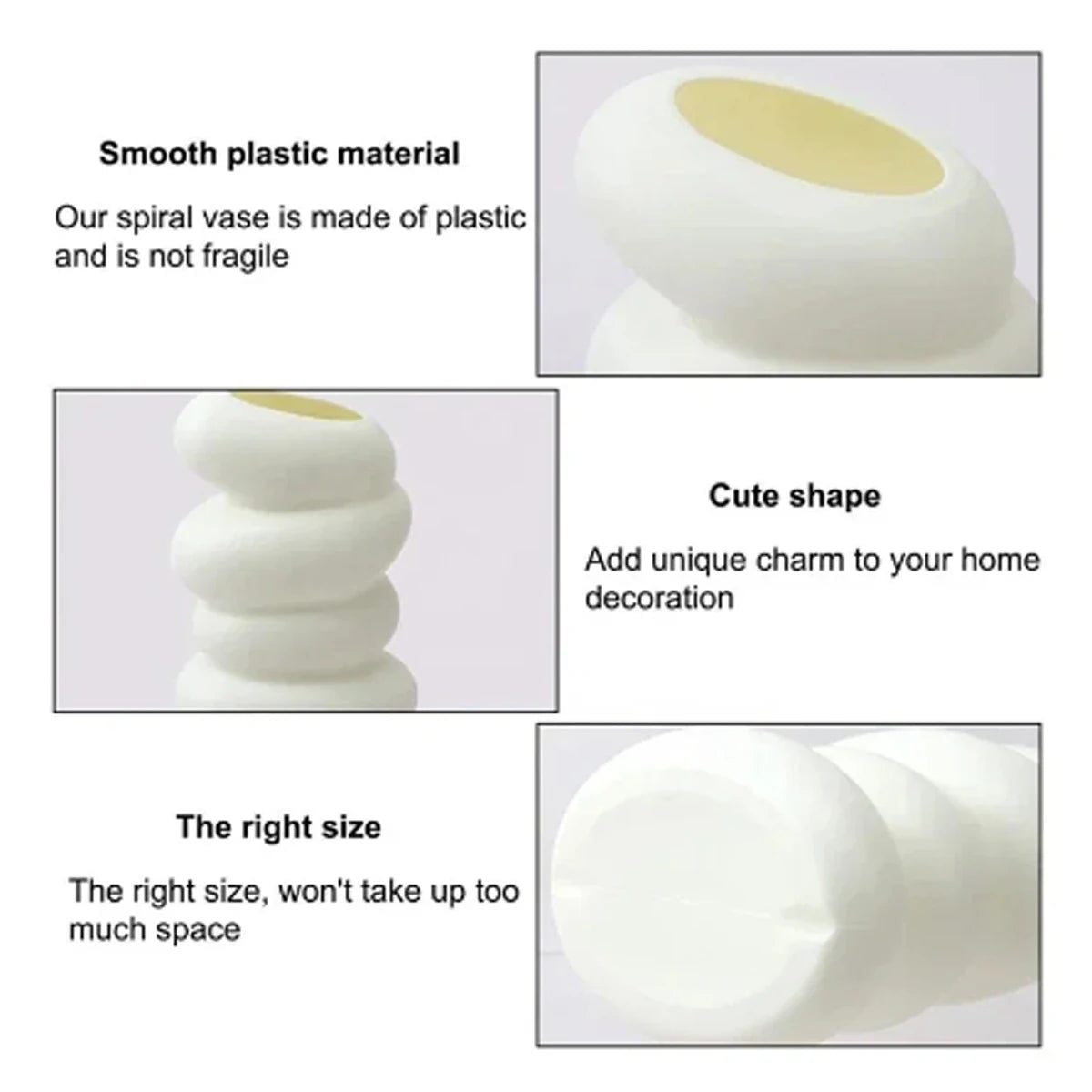 Plastic Spiral White Vase Nordic Creative Flower Arrangement Container For Home Decoration Ornament