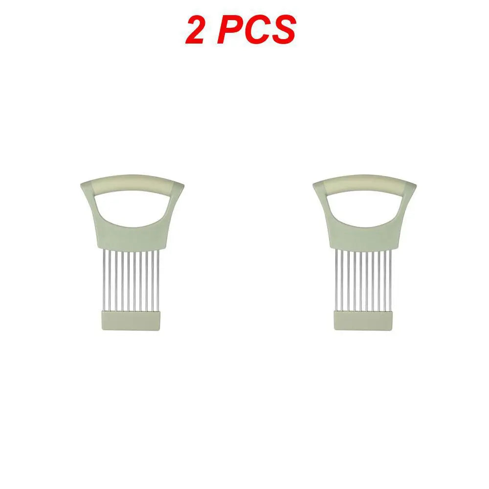 Stainless Steel Onion Cutter Holder Food Slicers Assistant Tomato Onion Slicer