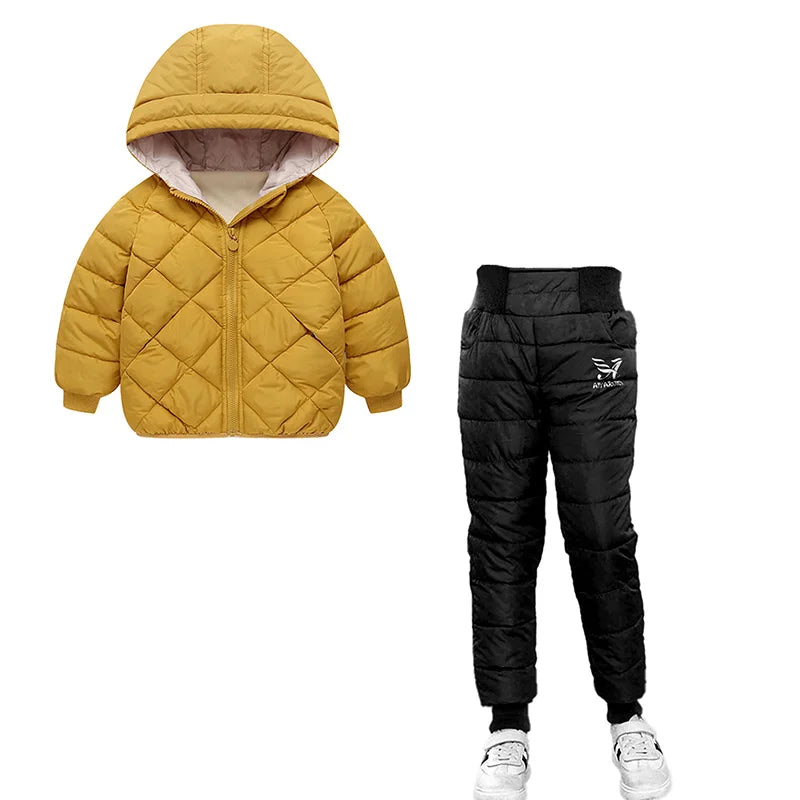 Children Winter Clothing Sets Baby Boy Keep Warm Hooded Down Jackets Pants Clothing For Girls Snowsuit Coats Ski Suit 2021 New