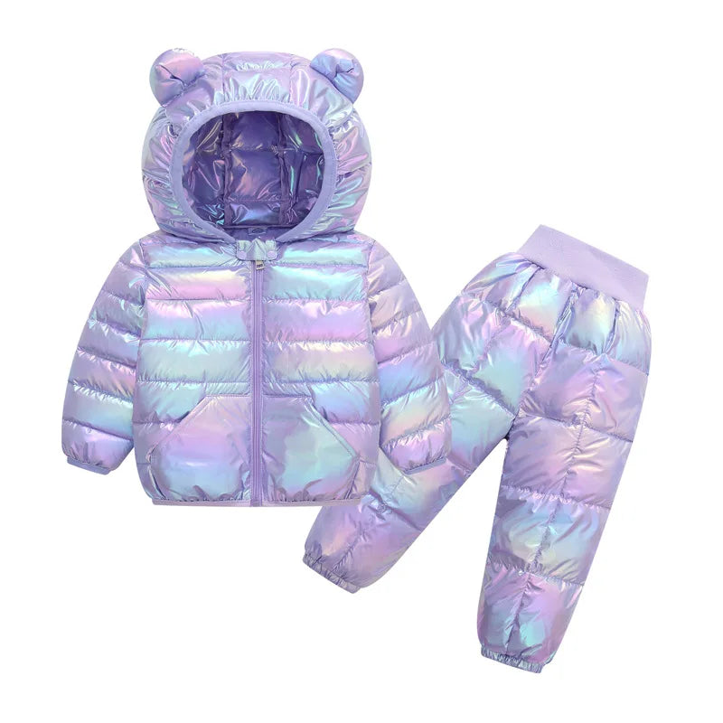 Children Winter Clothing Sets Baby Boy Keep Warm Hooded Down Jackets Pants Clothing For Girls Snowsuit Coats Ski Suit 2021 New