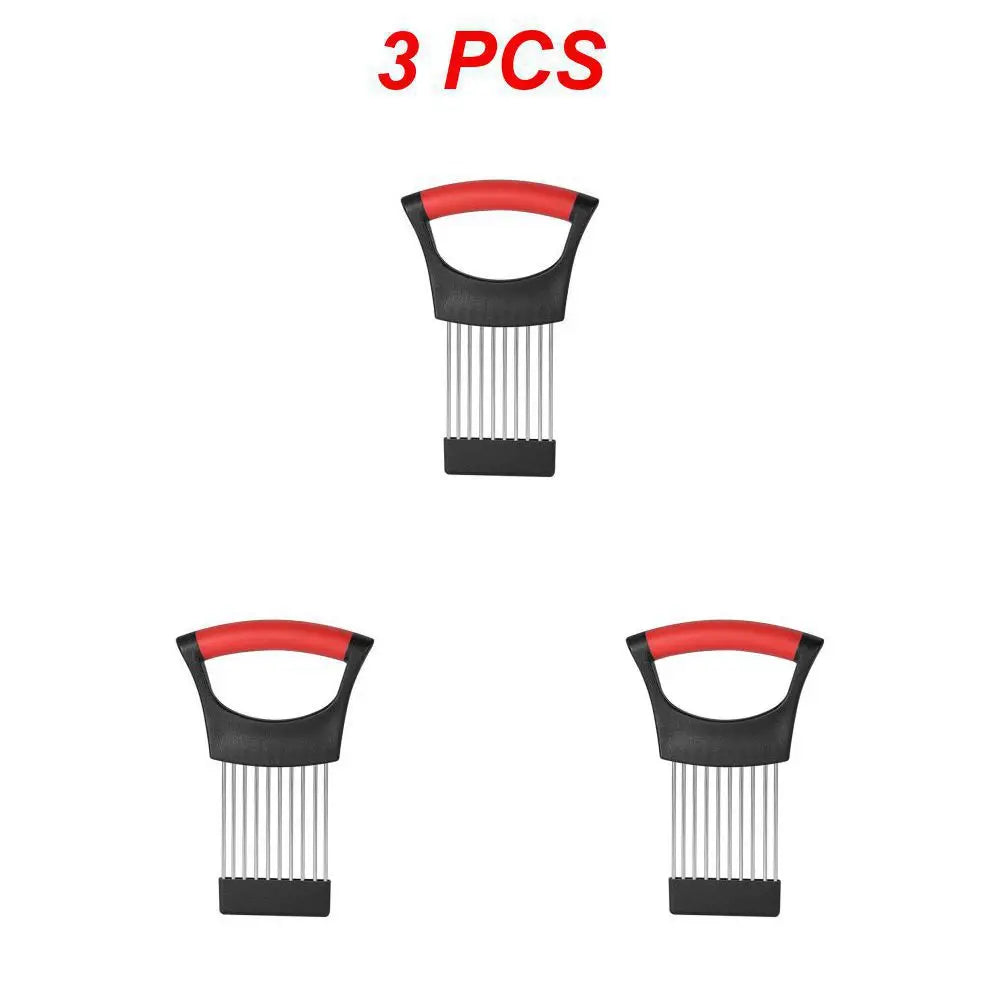 Stainless Steel Onion Cutter Holder Food Slicers Assistant Tomato Onion Slicer