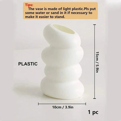 Plastic Spiral White Vase Nordic Creative Flower Arrangement Container For Home Decoration Ornament