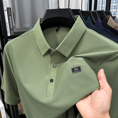 Luxury brand symbol emboss men short sleeve polo shirt fashion