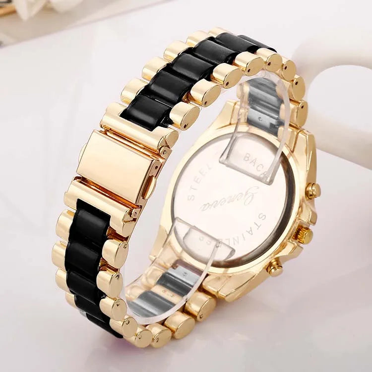 Luxury Men Watch Geneva Golden Steel Male Quartz Watch