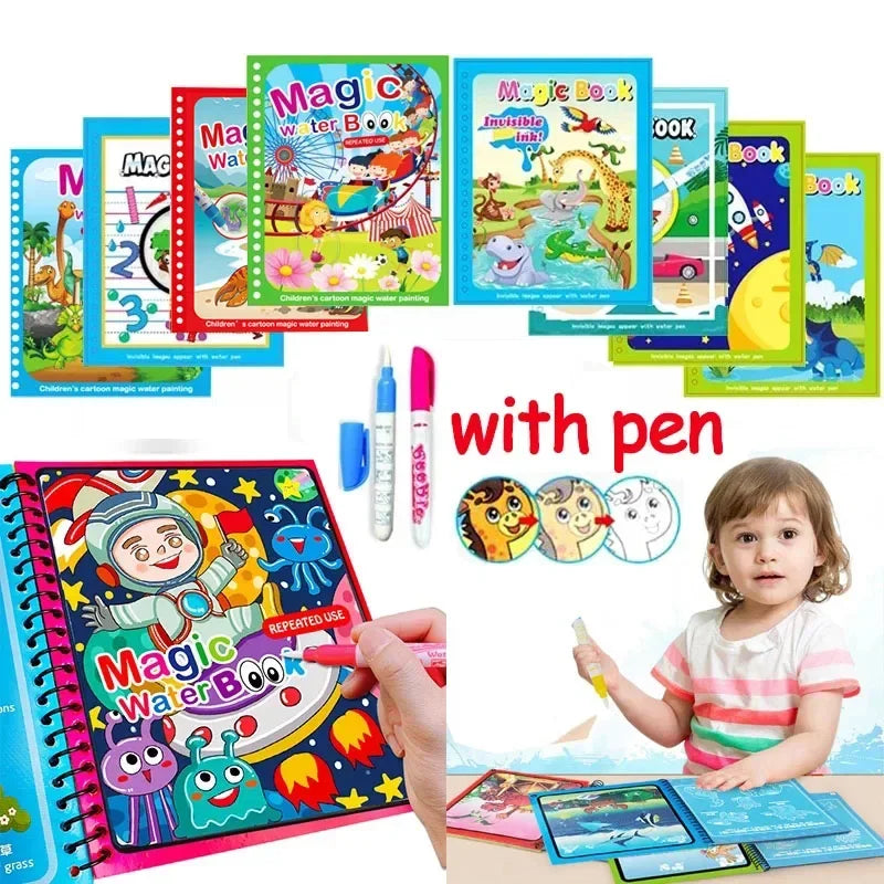 Children Early Education Toys Magical Book with Pen Water Drawing  Toys