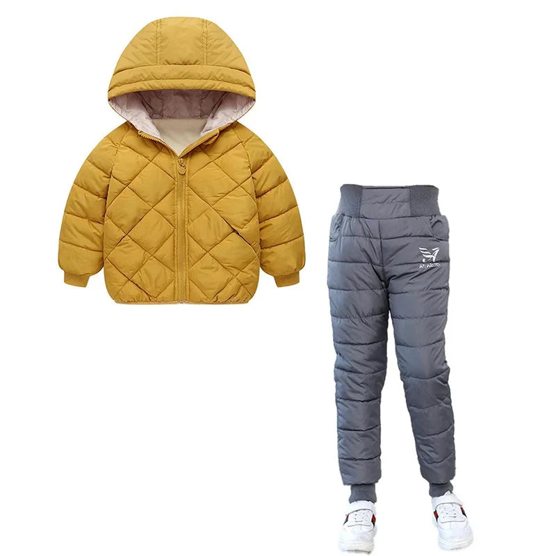 Children Winter Clothing Sets Baby Boy Keep Warm Hooded Down Jackets Pants Clothing For Girls Snowsuit Coats Ski Suit 2021 New