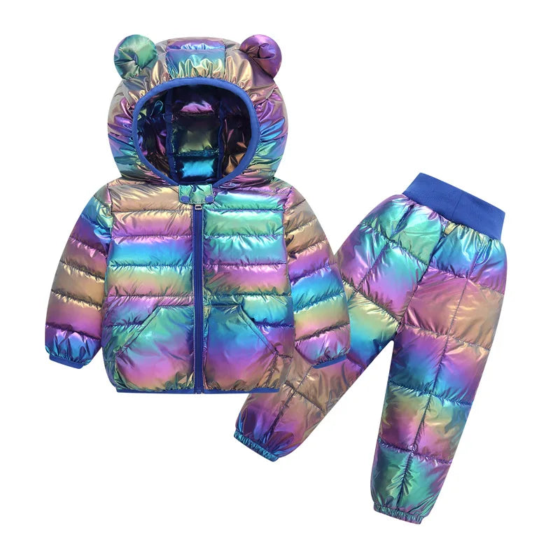 Children Winter Clothing Sets Baby Boy Keep Warm Hooded Down Jackets Pants Clothing For Girls Snowsuit Coats Ski Suit 2021 New