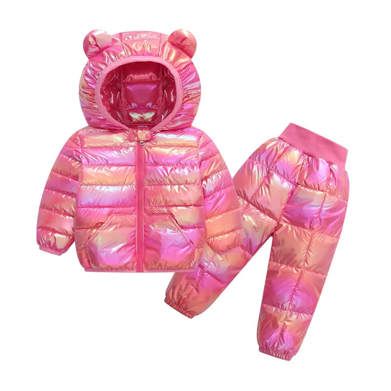 Children Winter Clothing Sets Baby Boy Keep Warm Hooded Down Jackets Pants Clothing For Girls Snowsuit Coats Ski Suit 2021 New