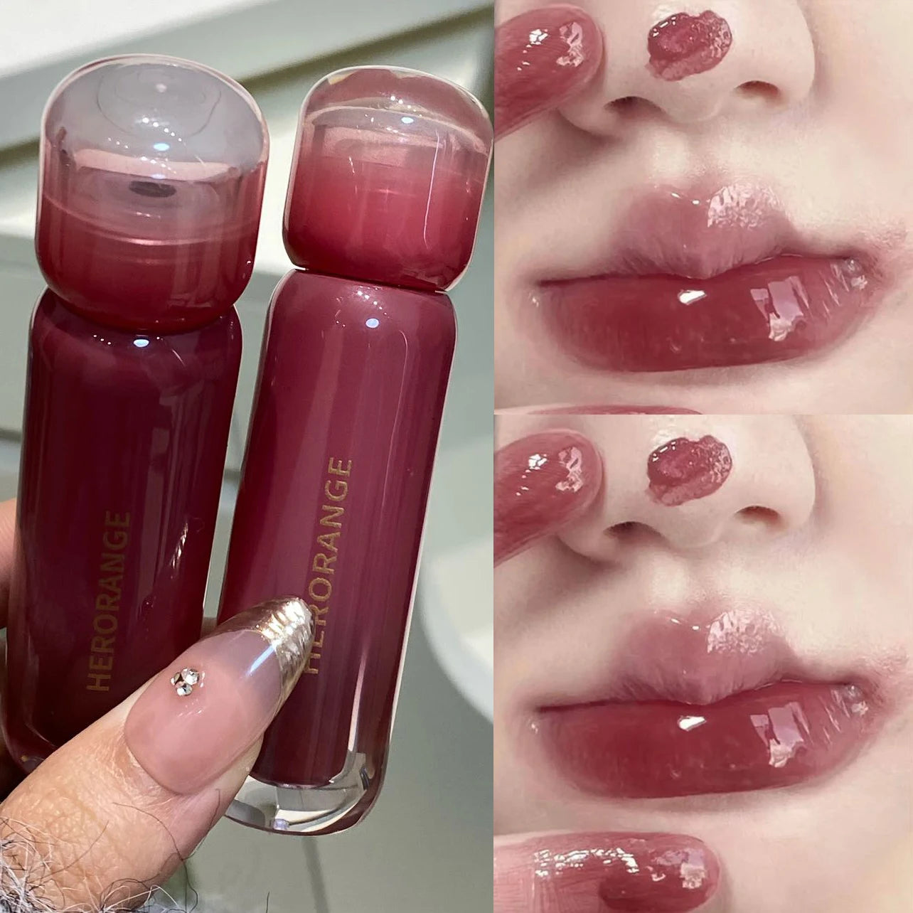 Smoked Grape Purple Red Lip Glaze Mirror Water Lip Gloss