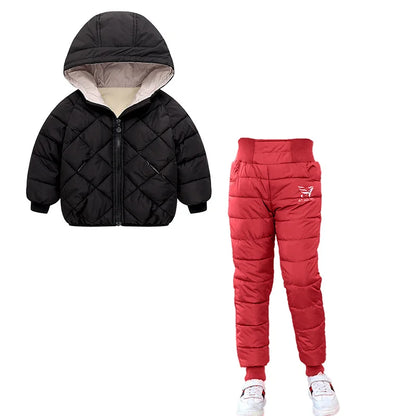 Children Winter Clothing Sets Baby Boy Keep Warm Hooded Down Jackets Pants Clothing For Girls Snowsuit Coats Ski Suit 2021 New