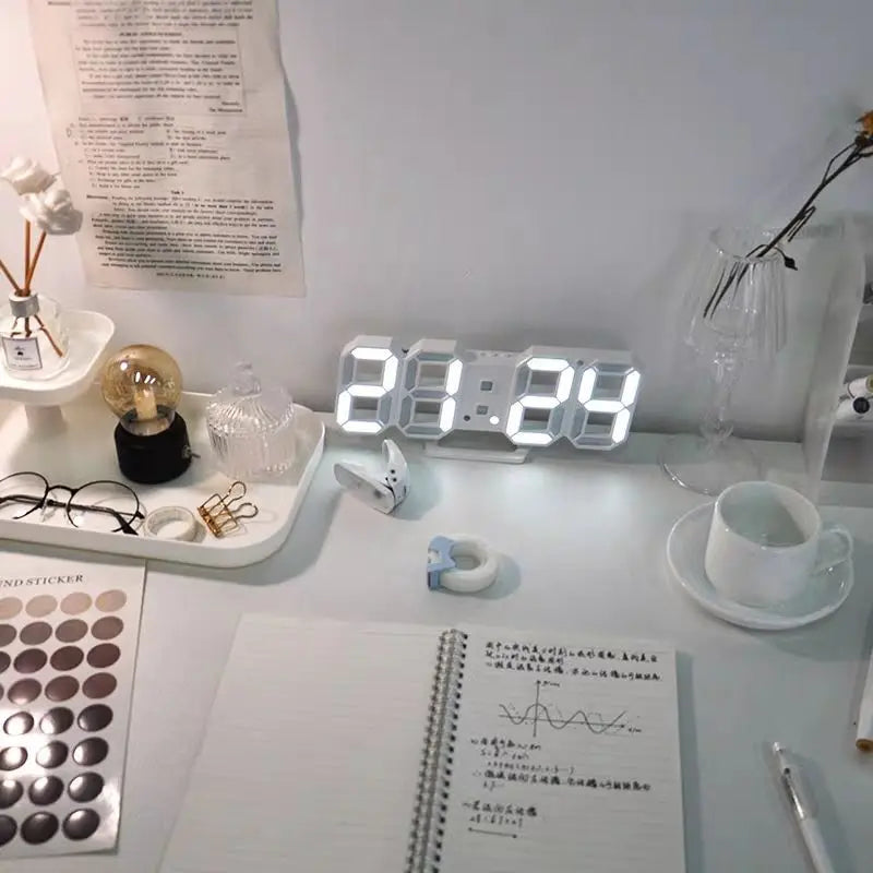 3D  LED Digital Alarm Clock Wall Clock Times Date Temperature Suitable for Home Kitchen