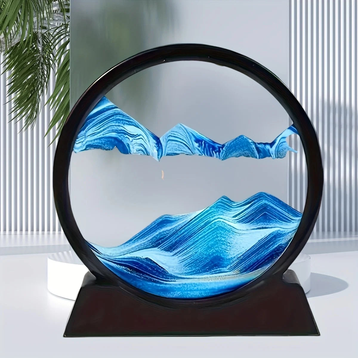 Modern Automatic Flip-Over Hourglass Deep Blue & Black Modern Tabletop Decor No Electricity Needed Perfect Desk Decor
