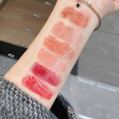 Water-light Lip Glaze Mirror Glitter Lip Tint Long Lasting Moisturising Love Heart Shape