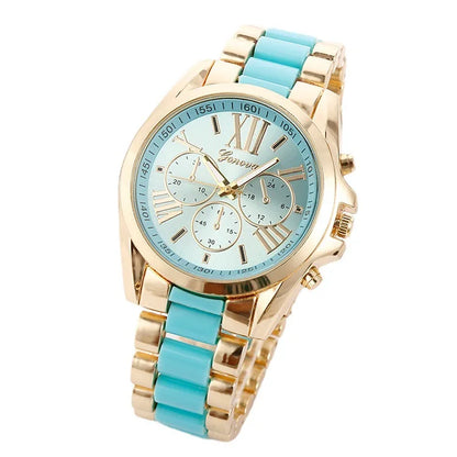 Luxury Men Watch Geneva Golden Steel Male Quartz Watch