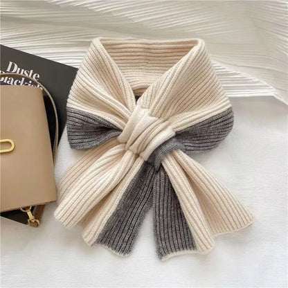 Girls' autumn and winter short cross scarf knitted all-matching neck  warm scarf Fashion