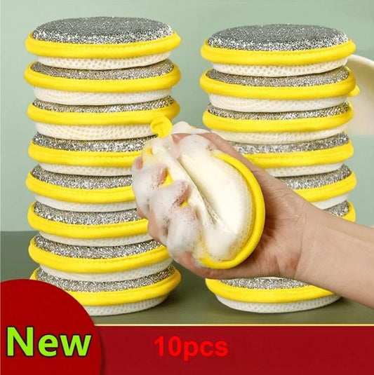 10 Pcs Double-Sided Sponge Kitchen Dishwasher Sponge Brush