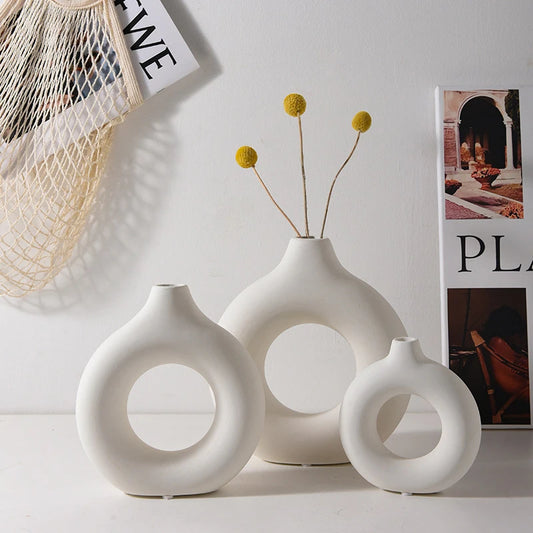 Nordic White Flower Vase Designed Plastic Plant Pot Flower Bud Bottle Floral Arrangement