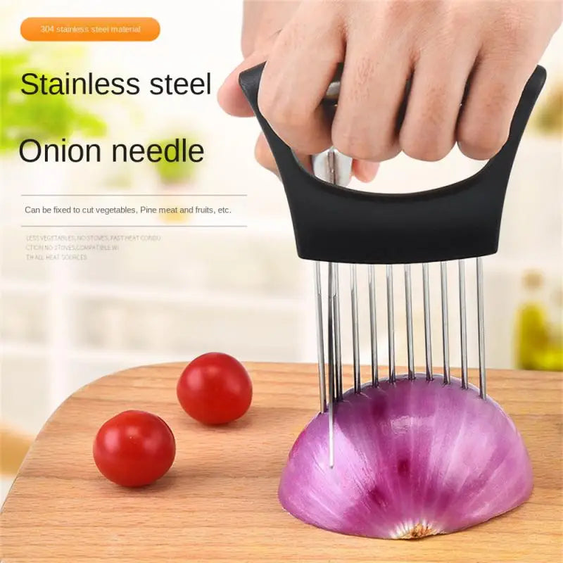 Stainless Steel Onion Cutter Holder Food Slicers Assistant Tomato Onion Slicer