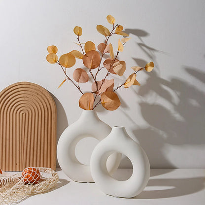 Nordic White Flower Vase Designed Plastic Plant Pot Flower Bud Bottle Floral Arrangement